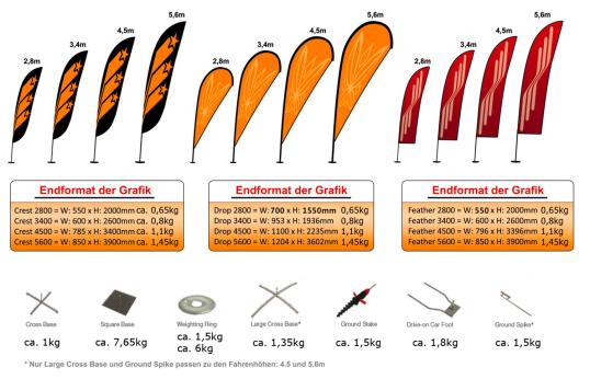 Maße Sunny-Flag / Beachflag